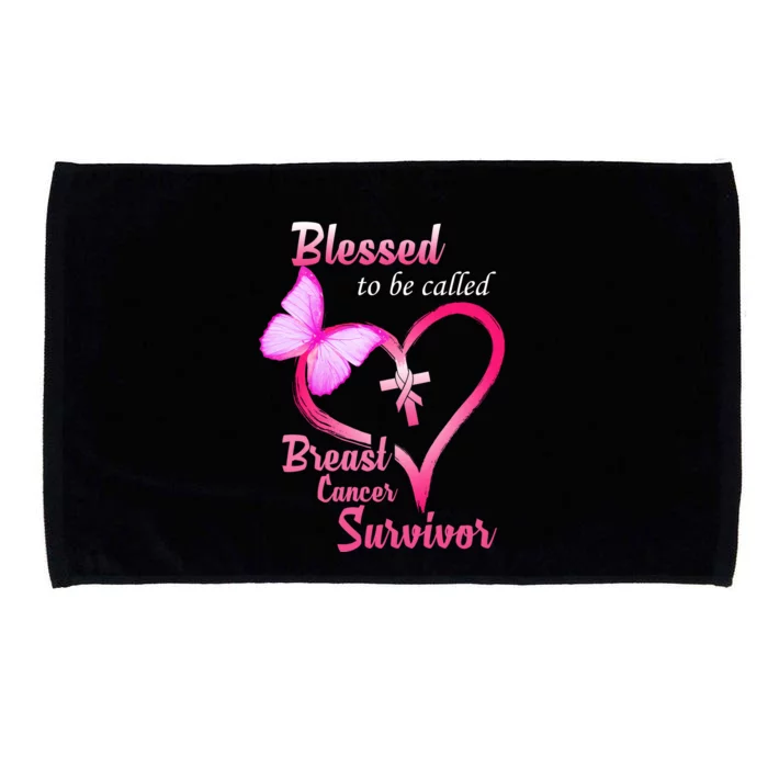 Blessed To Be Called Breast Cancer Survivor Butterfly Heart Microfiber Hand Towel