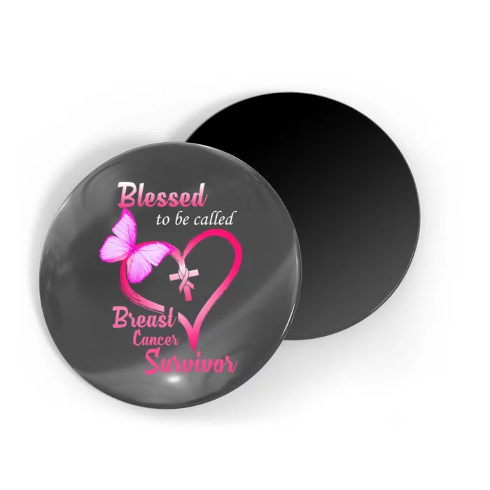 Blessed To Be Called Breast Cancer Survivor Butterfly Heart Magnet