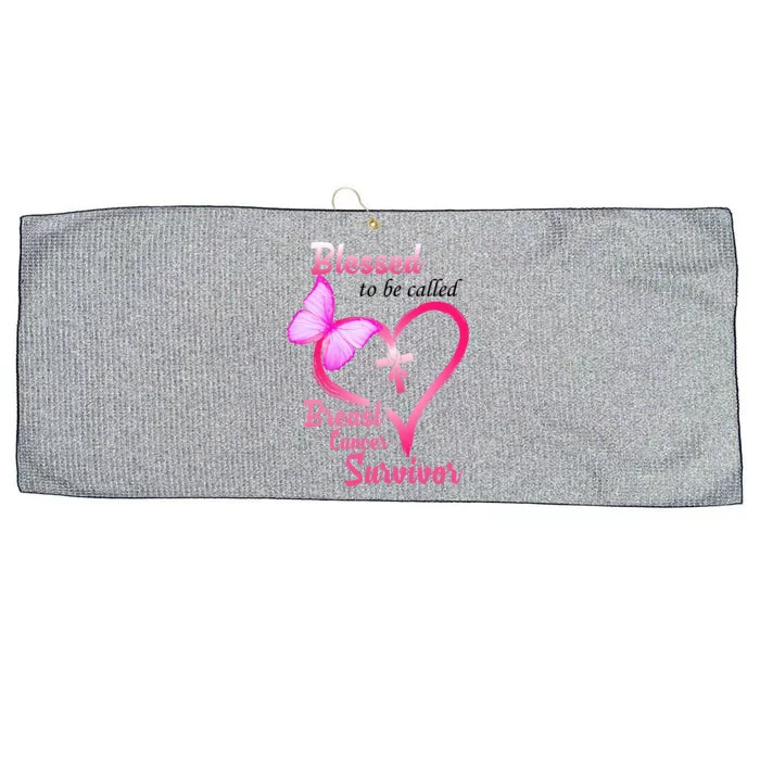 Blessed To Be Called Breast Cancer Survivor Butterfly Heart Large Microfiber Waffle Golf Towel