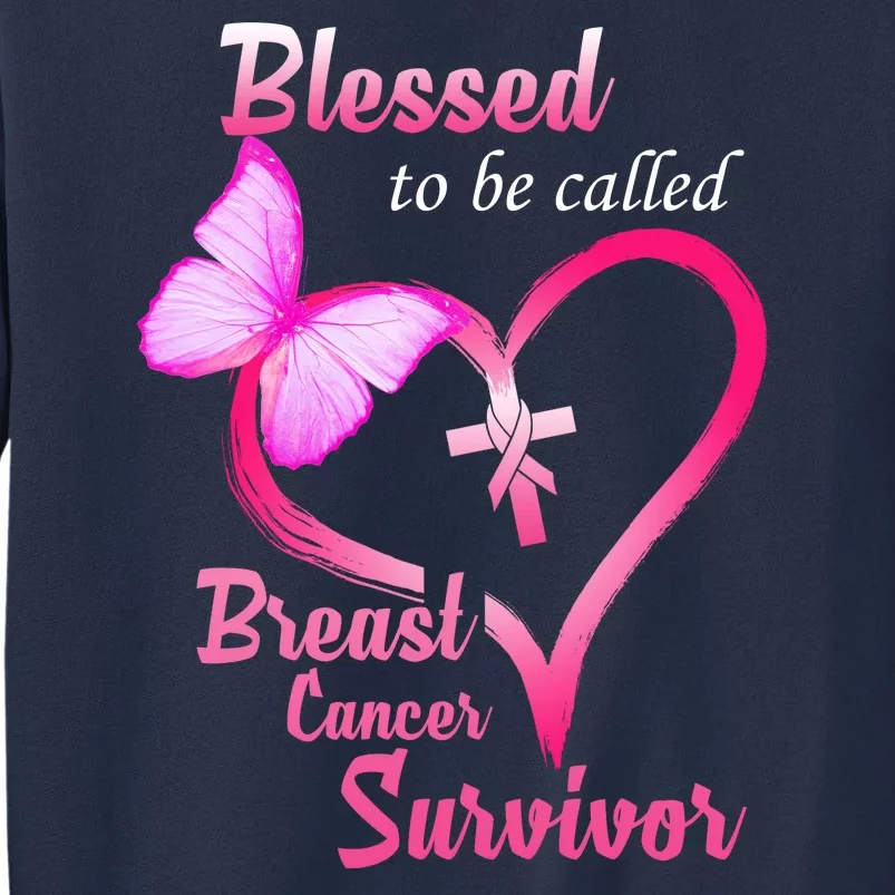 Blessed To Be Called Breast Cancer Survivor Butterfly Heart Sweatshirt