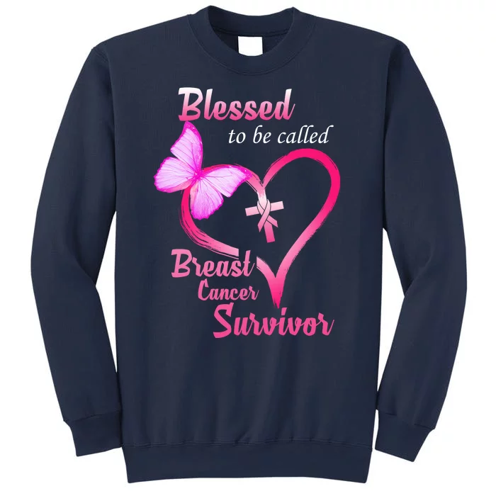 Blessed To Be Called Breast Cancer Survivor Butterfly Heart Sweatshirt