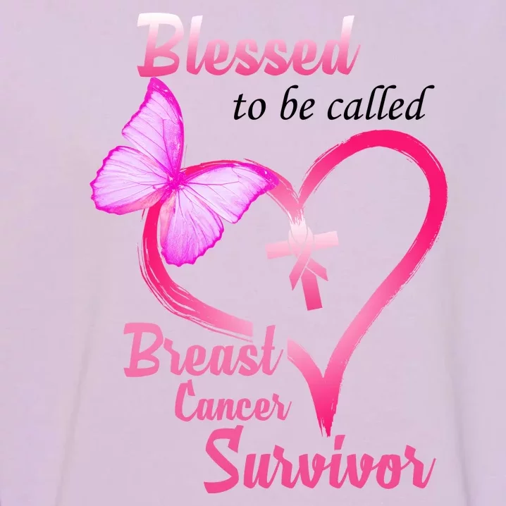 Blessed To Be Called Breast Cancer Survivor Butterfly Heart Garment-Dyed Sweatshirt