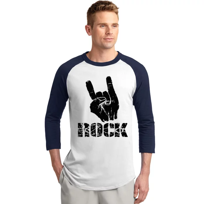 Born To Be Rock Star Hand Horns Baseball Sleeve Shirt