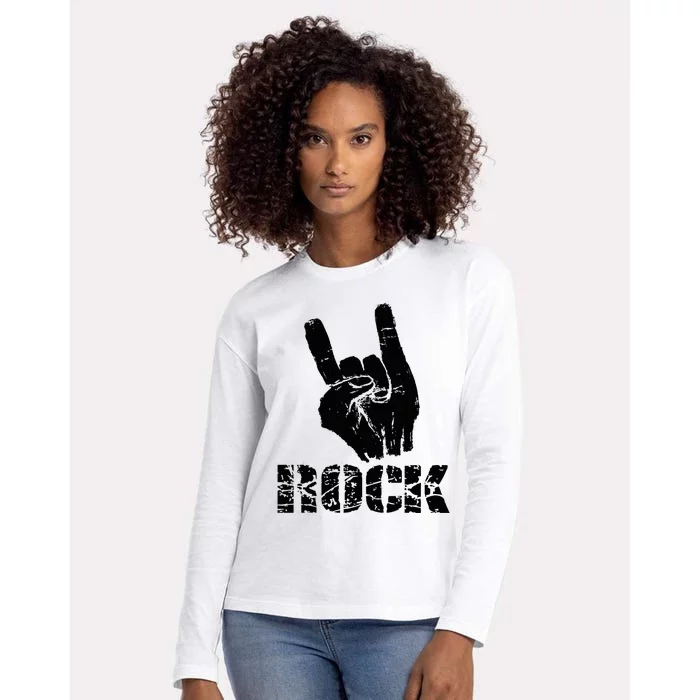 Born To Be Rock Star Hand Horns Womens Cotton Relaxed Long Sleeve T-Shirt