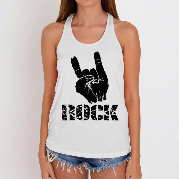 Born To Be Rock Star Hand Horns Women's Knotted Racerback Tank