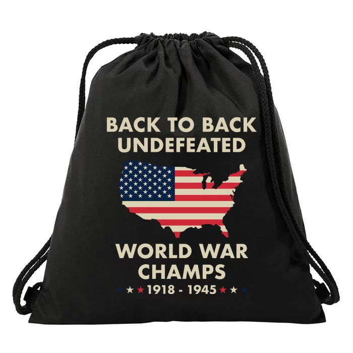 Back To Back Undefeated World War Champs Drawstring Bag