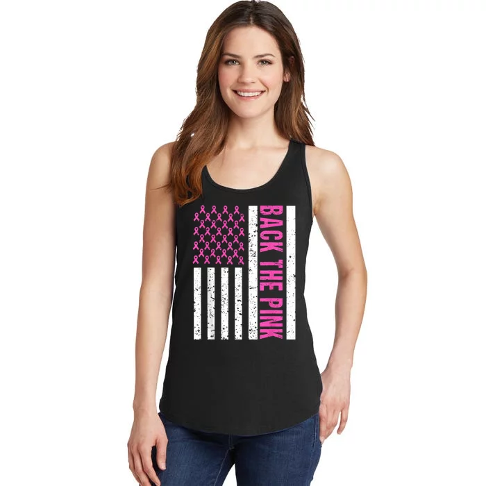 Back The Breast Cancer Awareness Flag Ladies Essential Tank