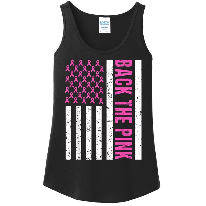 Back The Breast Cancer Awareness Flag Ladies Essential Tank