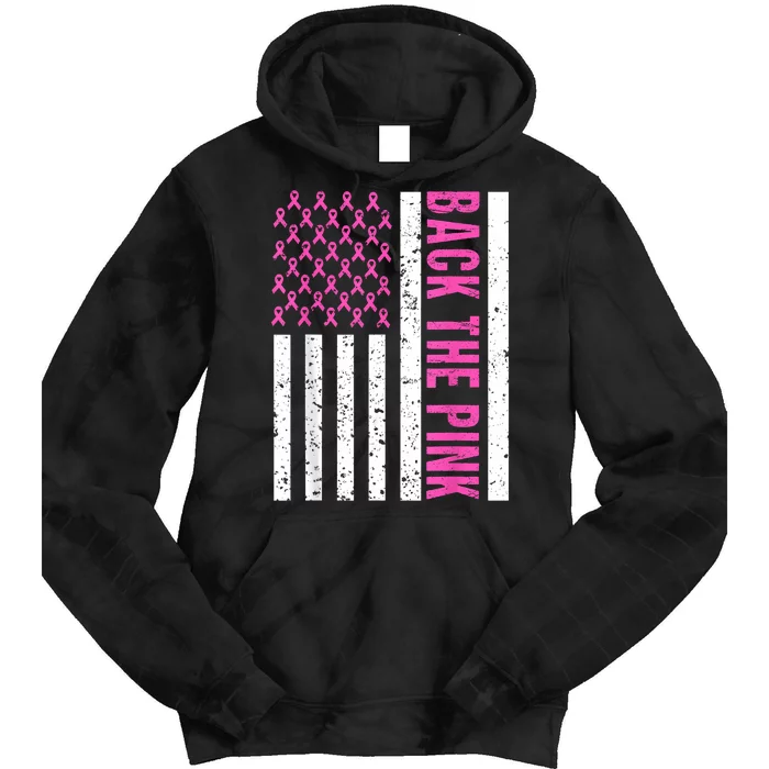 Back The Breast Cancer Awareness Flag Tie Dye Hoodie