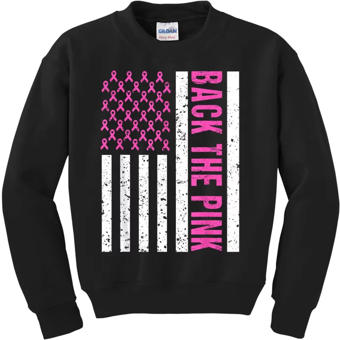 Back The Breast Cancer Awareness Flag Kids Sweatshirt