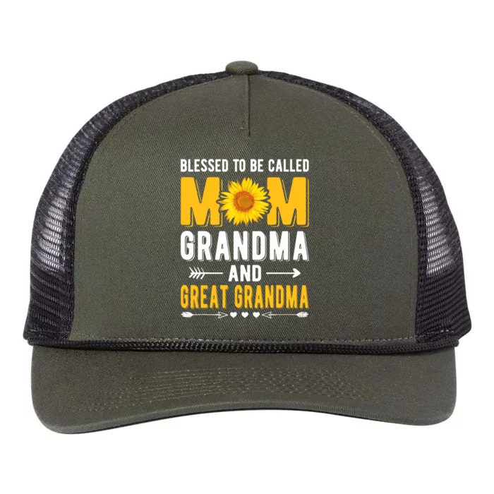 Blessed To Be Called Mom Grandma Great Grandma Mothers Day Retro Rope Trucker Hat Cap