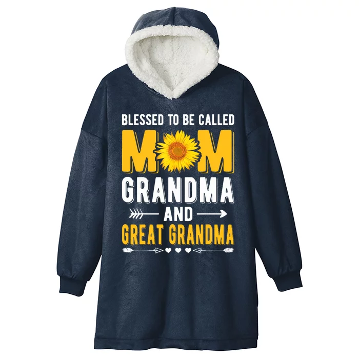 Blessed To Be Called Mom Grandma Great Grandma Mothers Day Hooded Wearable Blanket