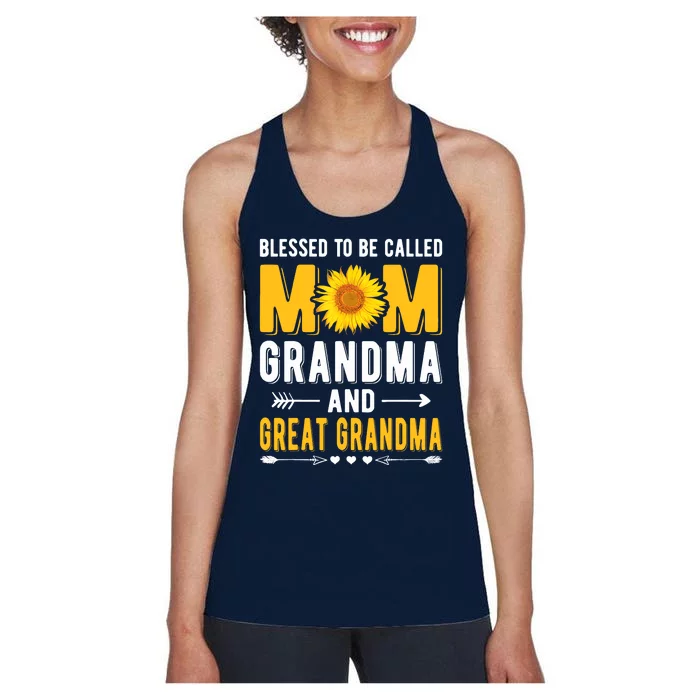 Blessed To Be Called Mom Grandma Great Grandma Mothers Day Women's Racerback Tank