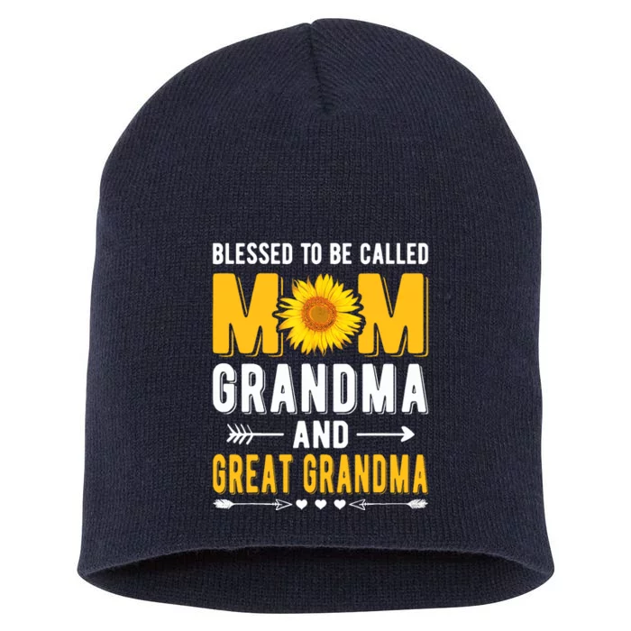 Blessed To Be Called Mom Grandma Great Grandma Mothers Day Short Acrylic Beanie