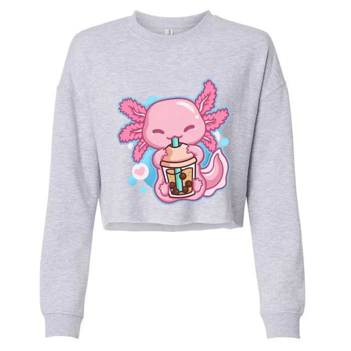 Boba Tea Bubble Tea Milk Tea Anime Axolotl Cropped Pullover Crew