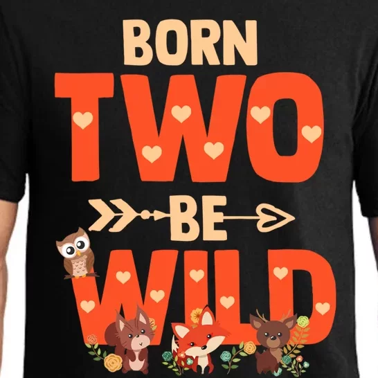 Born Two Be Wild Meaningful Gift Bday Woodland Animal 2nd Gift Pajama Set