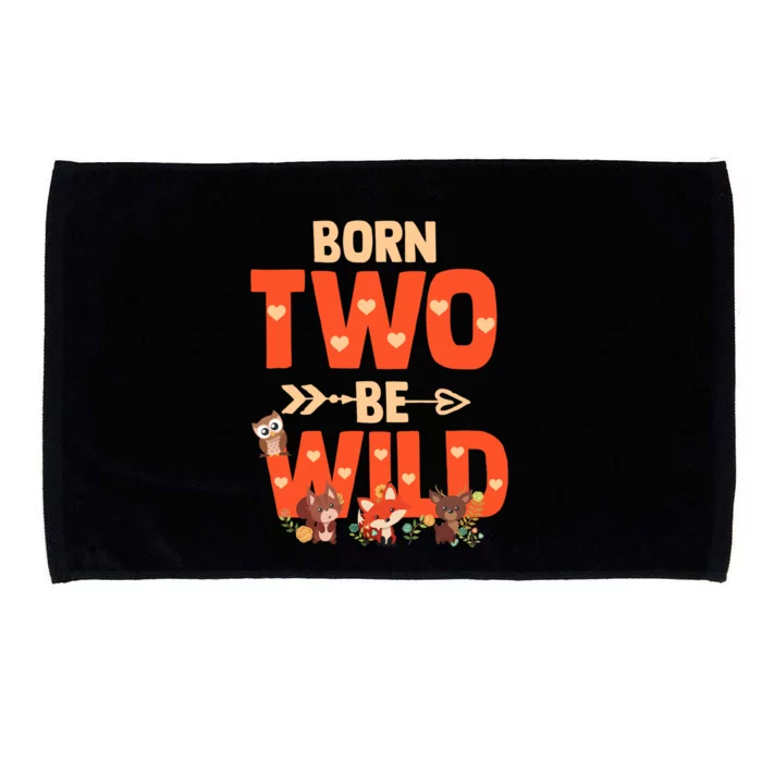 Born Two Be Wild Meaningful Gift Bday Woodland Animal 2nd Gift Microfiber Hand Towel