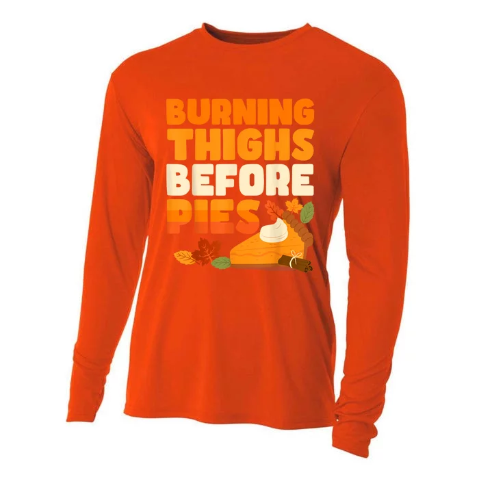 Burning Thighs Before Pies Thanksgiving Turkey Running Trot Cooling Performance Long Sleeve Crew