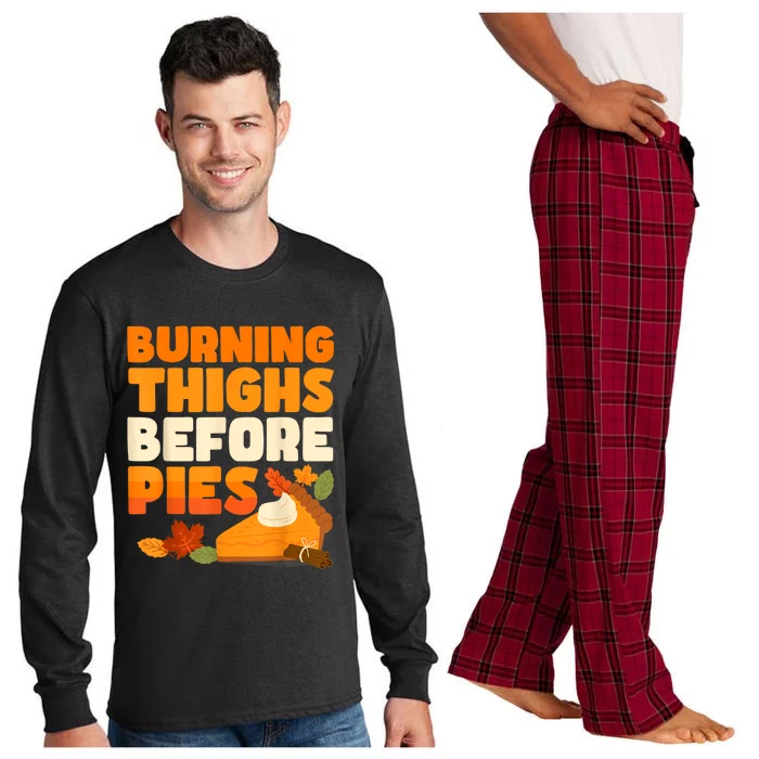 Burning Thighs Before Pies Thanksgiving Turkey Running Trot Long Sleeve Pajama Set