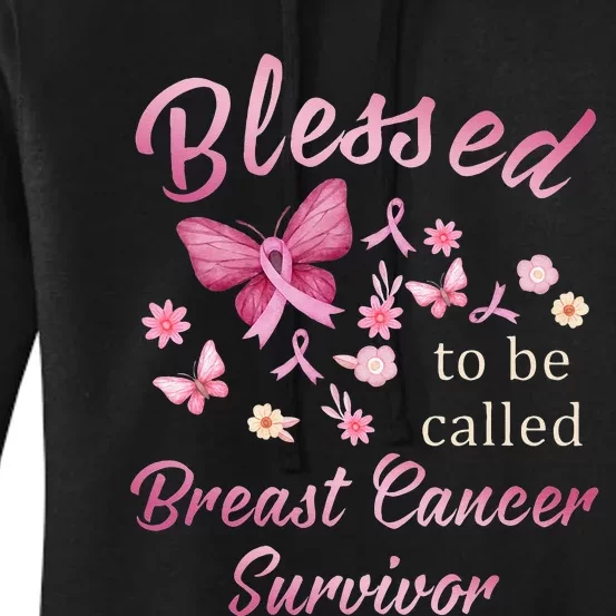 Blessed To Be Called Breast Cancer Survivor Pink Butterfly Women's Pullover Hoodie