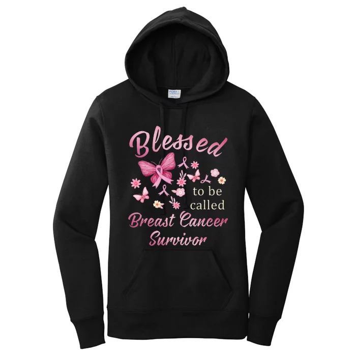 Blessed To Be Called Breast Cancer Survivor Pink Butterfly Women's Pullover Hoodie