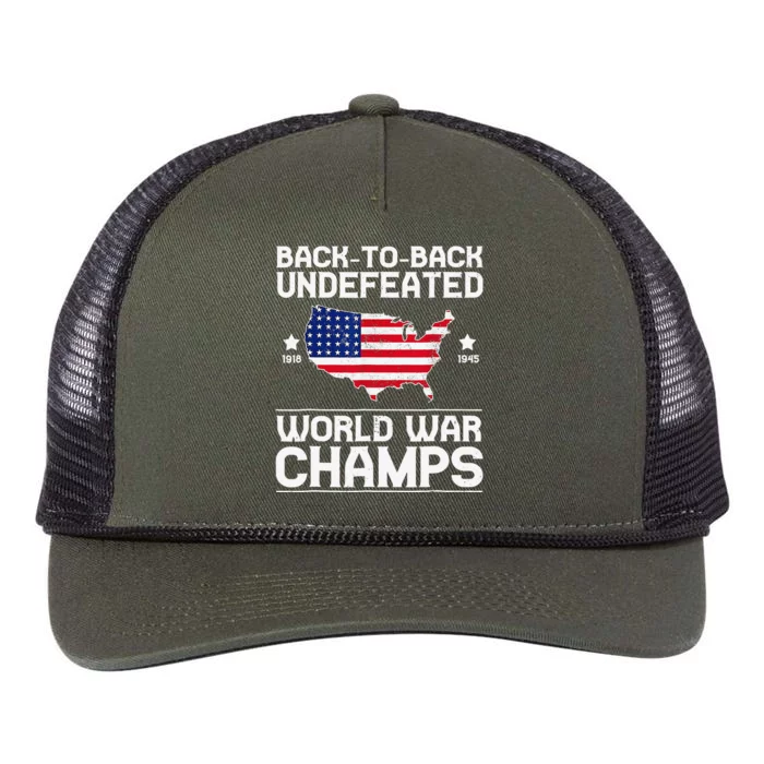 Back To Back Undefeated World War Champs 4th Of July Retro Rope Trucker Hat Cap