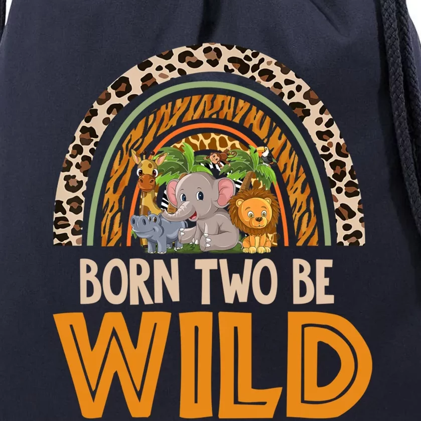 Born Two Be Wild Zoo Theme Bday Safari Jungle Matching Party Gift Drawstring Bag