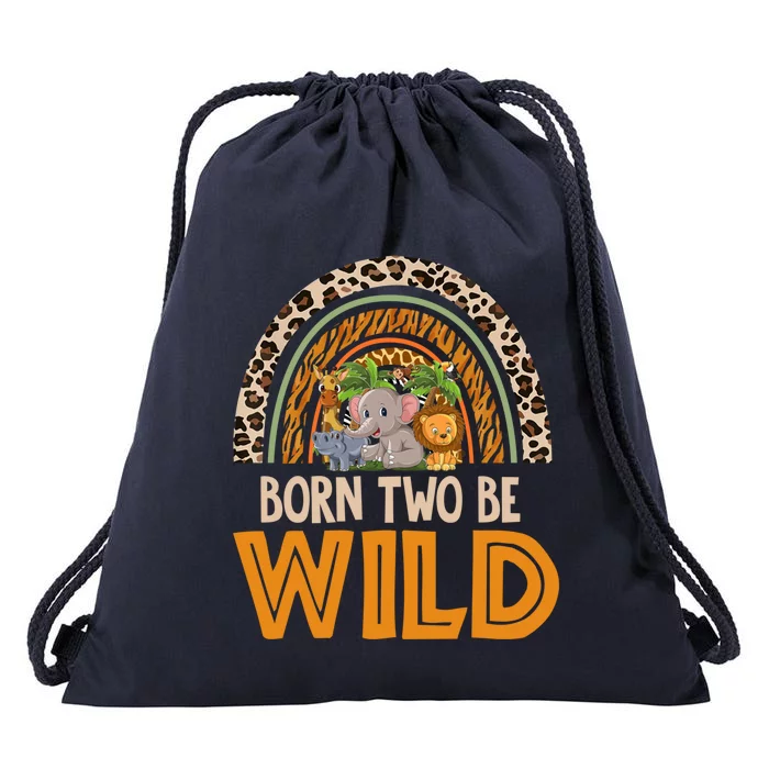 Born Two Be Wild Zoo Theme Bday Safari Jungle Matching Party Gift Drawstring Bag