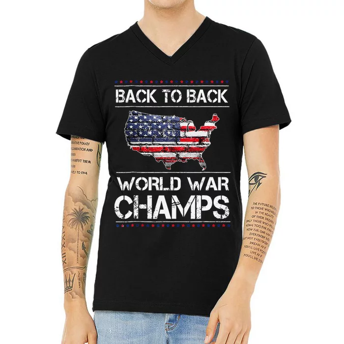 Back To Back Undefeated World War Champs 4th Of July V-Neck T-Shirt