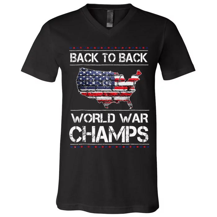 Back To Back Undefeated World War Champs 4th Of July V-Neck T-Shirt