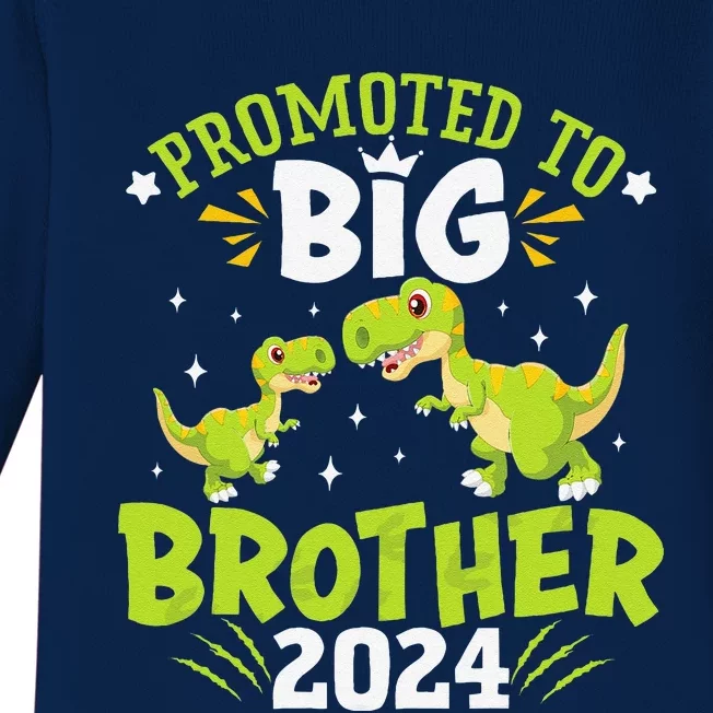 Boypromoted To Big Brother 2024 Dinosaur Trex Baby Long Sleeve Bodysuit