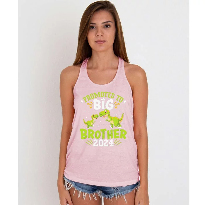 Boypromoted To Big Brother 2024 Dinosaur Trex Women's Knotted Racerback Tank