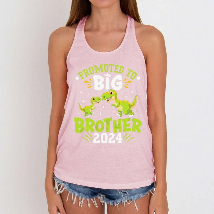 Boypromoted To Big Brother 2024 Dinosaur Trex Women's Knotted Racerback Tank