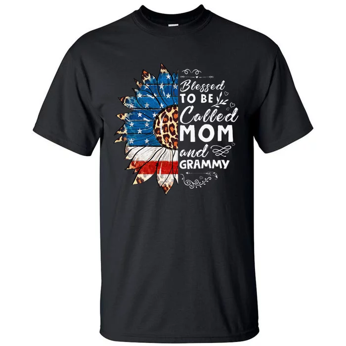 Blessed To Be Called Mom And Grammy Sunflower 4th Of July Tall T-Shirt