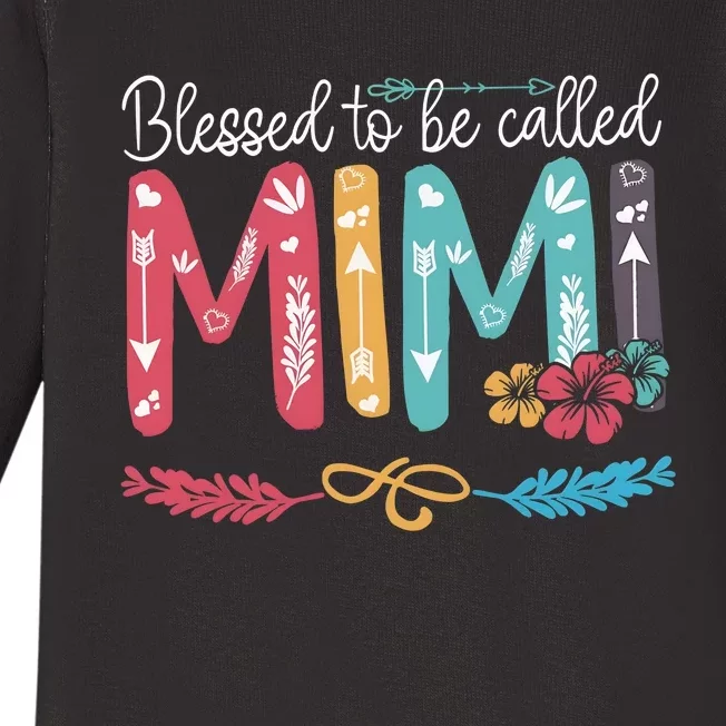 Blessed To Be Called Mimi Funny Grandma Baby Long Sleeve Bodysuit