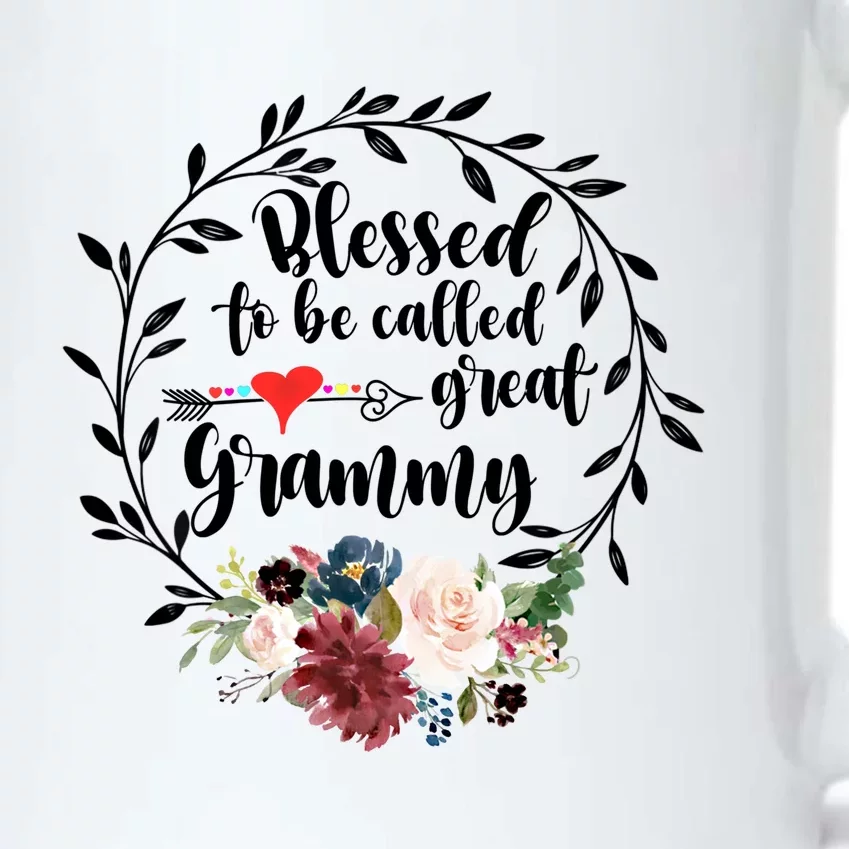 Blessed To Be Called Great Grammy Gift Heart Floral Happiness Gift Black Color Changing Mug