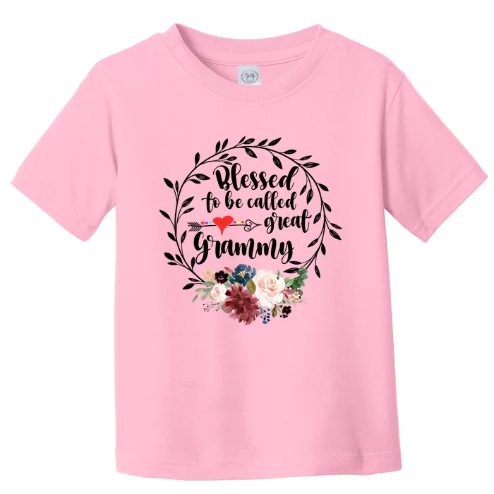 Blessed To Be Called Great Grammy Gift Heart Floral Happiness Gift Toddler T-Shirt