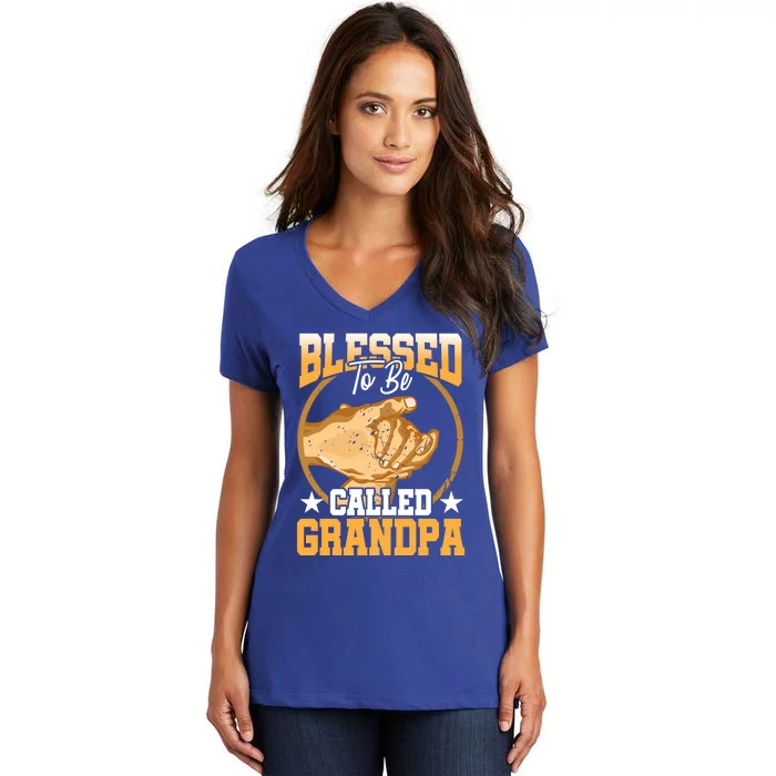 Blessed To Be Called Grandpa Fathers Day Grandfather Great Gift Women's V-Neck T-Shirt