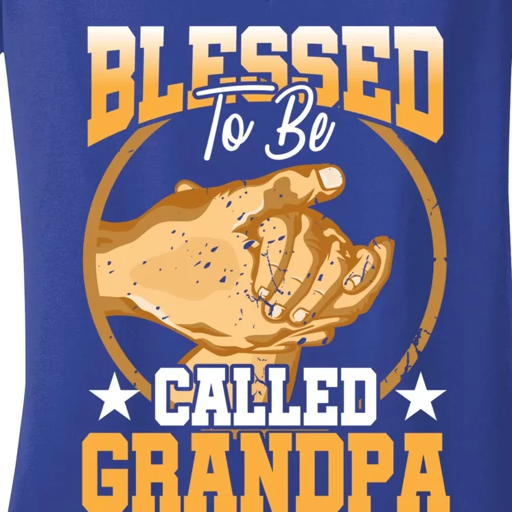 Blessed To Be Called Grandpa Fathers Day Grandfather Great Gift Women's V-Neck T-Shirt