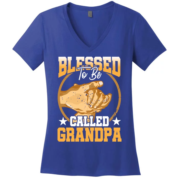 Blessed To Be Called Grandpa Fathers Day Grandfather Great Gift Women's V-Neck T-Shirt