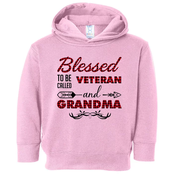 Blessed To Be Called Veteran And Grandma Red Plaid Toddler Hoodie