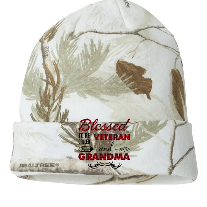 Blessed To Be Called Veteran And Grandma Red Plaid Kati - 12in Camo Beanie