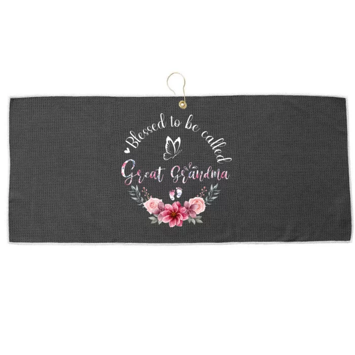 Blessed To Be Called Great Grandma  Floral Grandma Large Microfiber Waffle Golf Towel