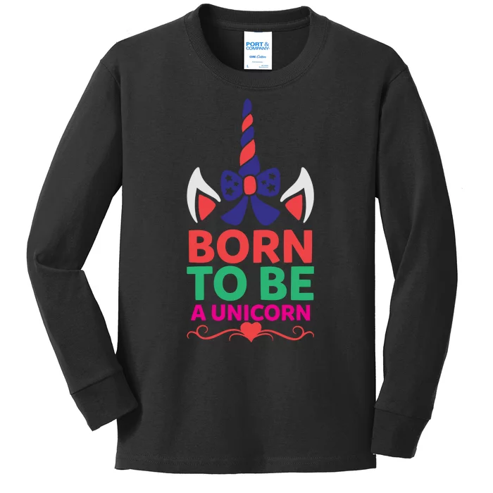 Born To Be A Unicorn Kids Long Sleeve Shirt