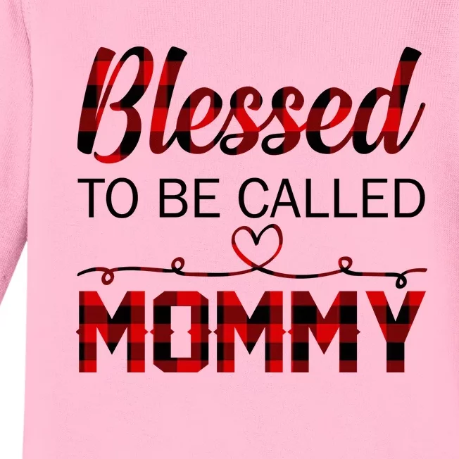 Blessed To Be Called Mommy Red Plaid Mother's Day Baby Long Sleeve Bodysuit