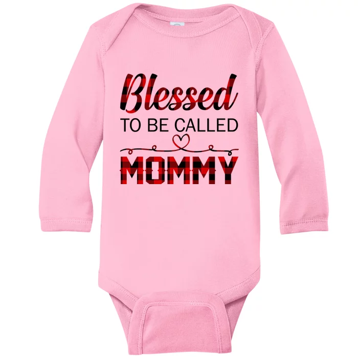 Blessed To Be Called Mommy Red Plaid Mother's Day Baby Long Sleeve Bodysuit