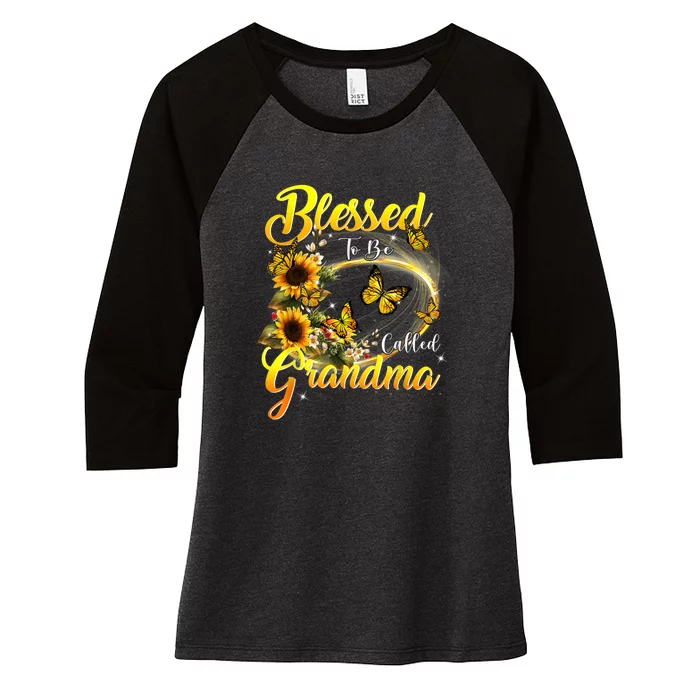 Blessed To Be Called Grandma Tee Sunflower Women's Tri-Blend 3/4-Sleeve Raglan Shirt