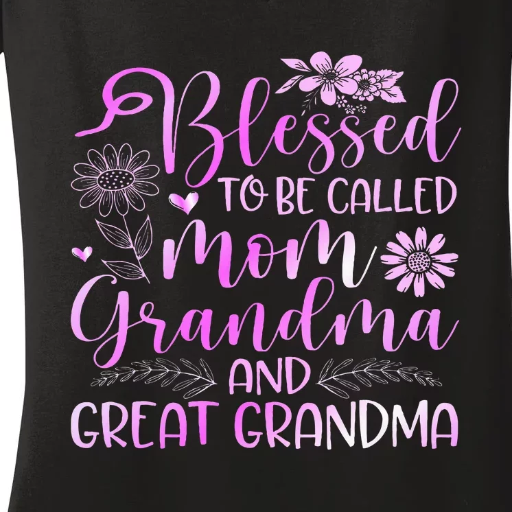 Blessed To Be Called Mom Grandma Women's V-Neck T-Shirt