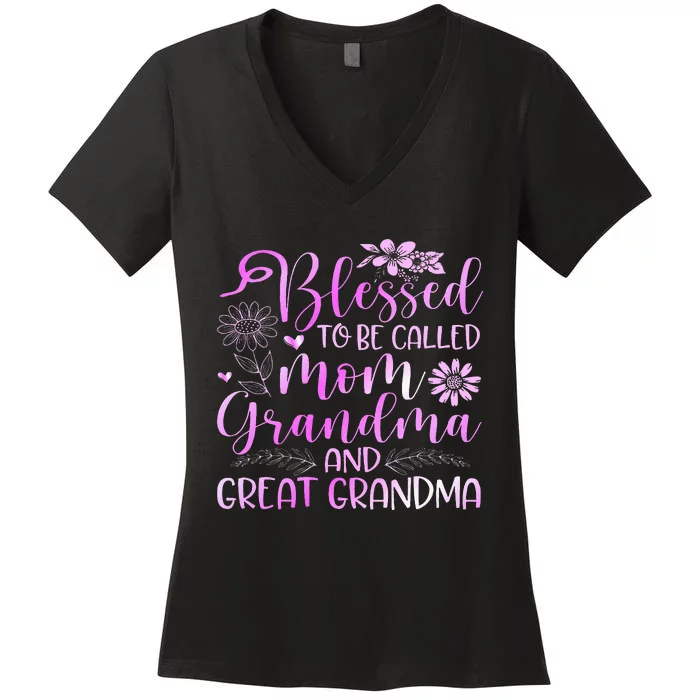 Blessed To Be Called Mom Grandma Women's V-Neck T-Shirt