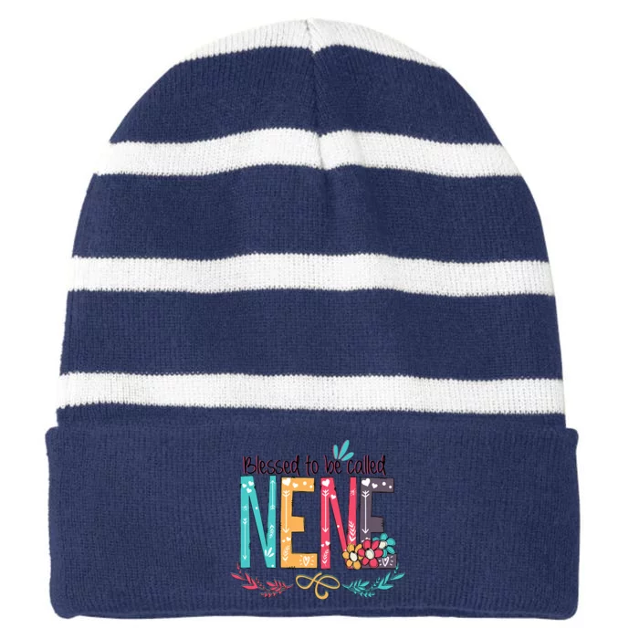 Blessed To Be Called Nene MotherS Day Striped Beanie with Solid Band